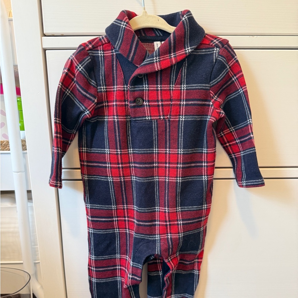 Janie and Jack Red and Blue Plaid One Piece
